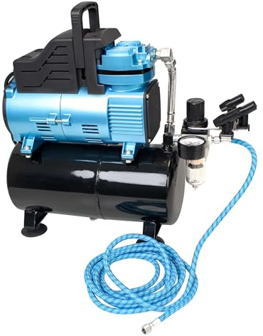 Master Airbrush 1/5 HP Cool-Runner Dual Fan Tank Air Compressor Kit Model TC-426 - Professional Single Piston with 2 Cooling Fans, Run Longer Without