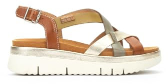 Pikolinos Sandalias cuña en Cuero Palma para Señora Color Brandy-CIT