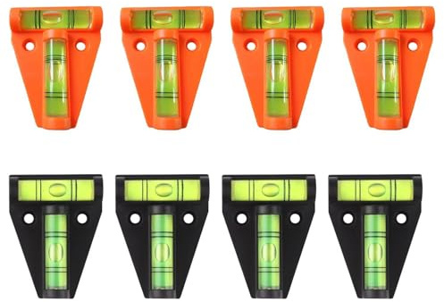 8 Stück T-Förmige Wasserwaage, Mini-Wasserwaage, Rv-Gadget, Rv-Wasserwaage, Tragbare Wasserwaage (Schwarz, Orange)