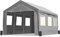 ADVANCE OUTDOOR Carports robustes de 3 x 6,1 m avec 6 fenêtres ventilées enroulables et parois latérales amovibles pour voiture, garage, bateau, tente de fête, hauteur de crête réglable de 2,9 m à 3,4