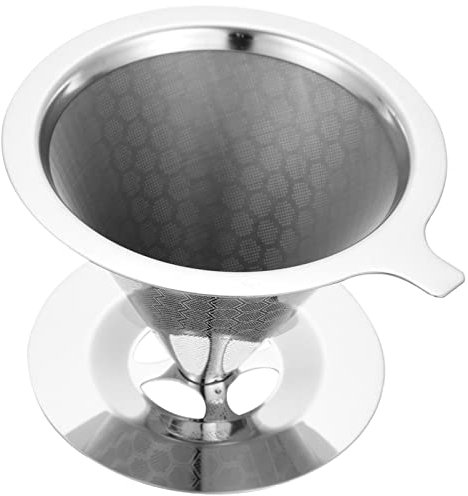 jojofuny 4 Pz filtro del caffè inossidabile schermo del disco del caffè maniglia perdere basamento del caffè Doppio tazza Tazze filtri caffe imbuto per caffè senza carta caffettiera Silver