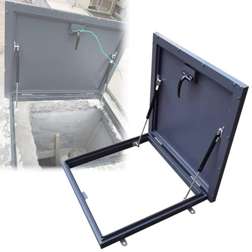 MegLob Dachluke Aus Verzinktem Stahl, Hochleistungs-Sicherheitsdachtür Mit Gasdruckfeder Und Gummidichtungsstreifen, Auslaufsichere Manuelle Brunnenkopfabdeckung Aus Stahl,55x55cm