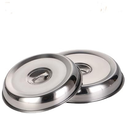 2 Piece Stainless Steel Food Cover for Steak Indoor Outdoor Cooking Round Dome Grill Accessories Kitchen Tool Sizzling Platter Set