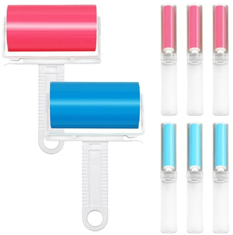 Cococheers 8-Piece Reusable Lint Roller,Washable Lint Rollers,2 Large And 6 Small,Ideal For Travel,Clothing,Pet Hair And Debris,Car Seats,And Cat Hair Removal.
