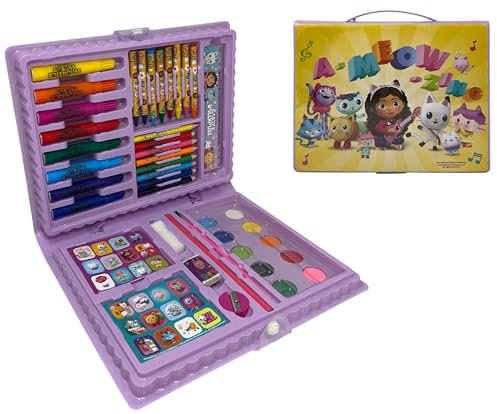 Coffret couleur pour enfants Gabby's Dollhouse set 65 pièces de couleurs et papeterie kit dessin et peinture