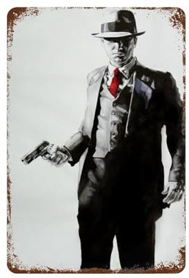 SADRUERE Mafia 2 Spielposter, Wanddekoration, Kunst, Metallblech-Poster, moderne Bar-Dekorationen, 30 x 20 cm