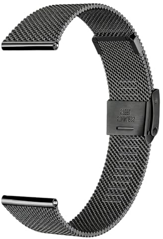 Aurrain 18mm 19mm 20mm 22mm Cinturino in acciaio inossidabile da per Garmin/Galaxy/Amazfit/Huawei, cinturino sostitutivo unisex in maglia metallica in acciaio inossidabile a sgancio rapido.