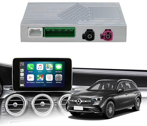 Kit rétrofit Décodeur Carplay sans Fil & Android Auto pour Mercedes Benz | Plug & Play Carplay Module pour Benz avec MBUX NTG 6.0 2019+ pour écran OEM 10,25/12,3 avec SWC WiFi BT GPS Caméra Siri