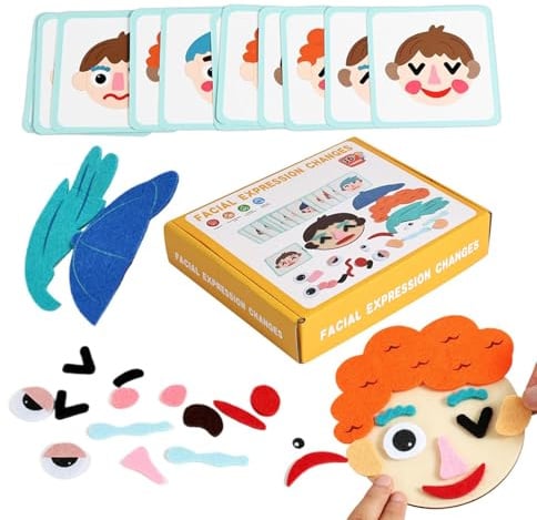 Kinder Gesichter Puzzle Spielzeug,Spiel Zur Emotionalen Entwicklung Mit Lernkarten,Vorschulische Lernaktivitäten Spielzeug - für Zuhause Weihnachten Outdoor-Party Vorschule Schulfest