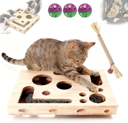 NNBWLMAEE Cat Scratch Puzzle Enrichment Box, 2026 New Cat Nail File Enrichment Box, Cat Nail File Box with Bell Ball & Sandpaper Inside, Nail File Stress Free Alternative (1PC)