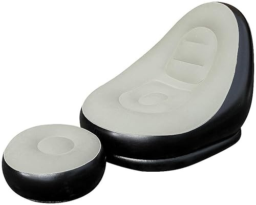 Semptec Urban Survival Technology Aufblasbare Gartensessel: Aufblasbarer Sessel und Fußhocker, belastbar bis 90 kg, grau-schwarz (Aufblasbare Lounge Sessel, Relaxsessel, Sitzsack)