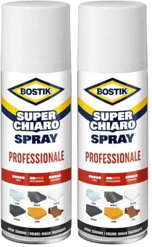 Bostik Superchiaro Spray Professionale, Adesivo spray trasparente per applicazioni professionali 500 ML (Confezione da 2)
