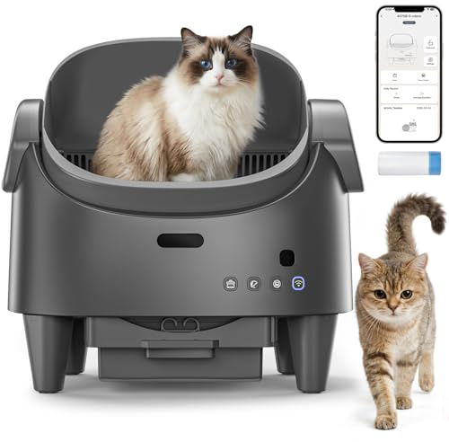 Lettiera Gatto Autopulente, Lettiera Elettrica Per Gatti Con Sensori Di Sicurezza,Controllo App,Protezione Anti-Pizzicamento,Sicurezza Lettiera Autopulente Per Gatti