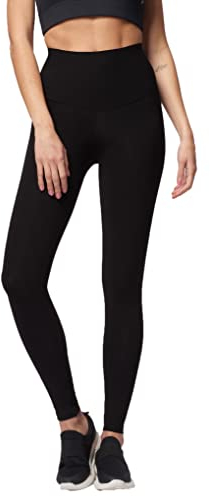 TLC Sport Women's Lightweight Tummy Control Standard Waist Leggings-Black-Large (42)