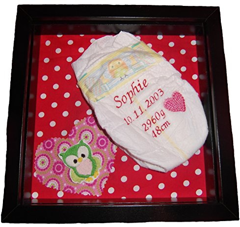 Windel bestickt Geburtsgeschenk Bilderrahmen Personalisiert Taufgeschenk