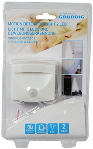 Grundig 871125296225, Licht mit 2 LEDs und Bewegungserkennung, Plastik, Weiß, 12.5 x 10.8 x 5.0 cm