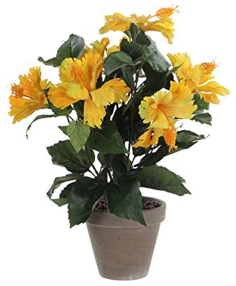Mica decorations Hibiskus Kunstpflanze im Blumentopf Stan - H40 x Ø30 cm - Gelb