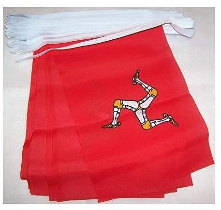 AZ FLAG - Fahnenkette Isle Of Man 6 Meter Mit 20 Flaggen - 21x14 cm - Englische Girlande Flaggenkette 14 x 21 Cm