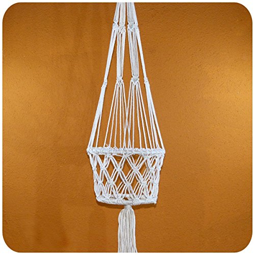 Simandra handgefertigter Makramee Blumenampel Hängeampel geknotet, Knüpftechnik Pflanzen-hänger Planthanger, Boho Vintage Shabby Chic geknüpft groß