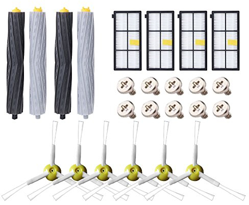ABC life Roomba Ersatzkit Zubehör für iRobot Roomba Serie 800 805 850 860 865 866 870 871 880 886 890 891 895 896 900 960 965 966 980 Filter Bürsten Ersatzteil (24in 1) …