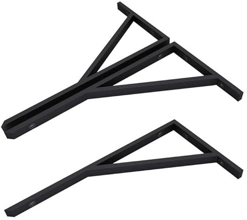 Mai & Mai Équerre de Fixation en Inox Noir 2 Pièces Support pour Étagère Mural Robuste WH2 45cm