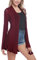 iClosam Cardigan Donna Lungo a Maniche Lunghe Leggero Aperto Elegante Casual A1-Vino Rosso,L