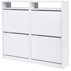 TOPKIT | Mueble Zapatero Tamesis 54AB | Medidas 96 x 107 x 25 cm | Armario Zapatero | Zapatero con 4 Puertas abatibles | Blanco