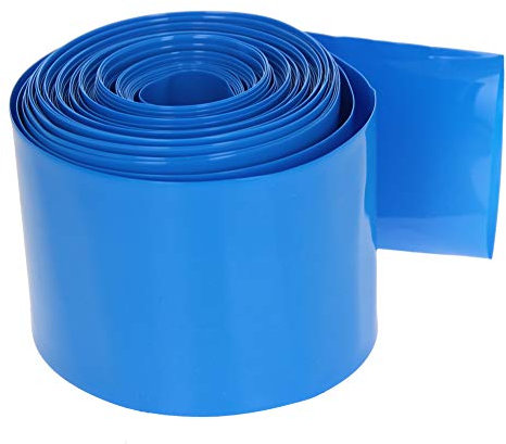 Othmro Kit di tubi termorestringenti per batteria da 32,8 m, larghezza di appiattimento da 5,5 cm, isolamento termico in PVC, tubo termorestringente, tubo industriale per pacco batteria 18650, blu