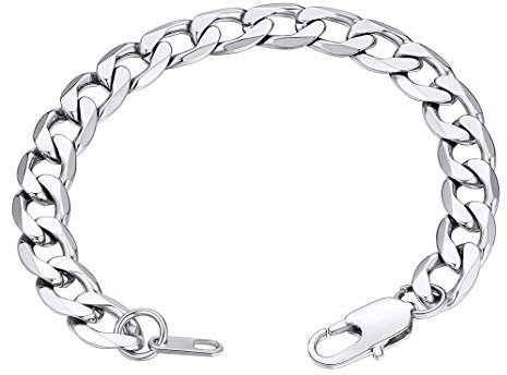 GoldChic Brazalete pulsera de hombres mujeres, Acero inoxidable eslabones pulsera 21cm largo 9mm ancho Regalo cumpleaños aniversario