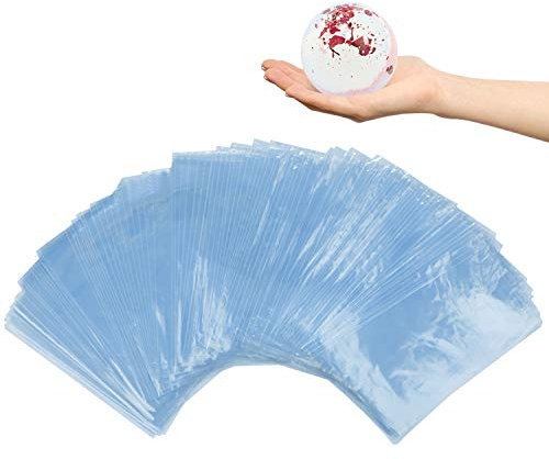 Dadabig 200 Stück Schrumpffolie Taschen, PVC Schrumpfen Taschen Transparent Schrumpffolie Beutel Shrink Wrap Taschen Schrumpfbeutel Heißsiegel für Seifen Badebomben Badekugeln Verpackung DIY-Handwerk