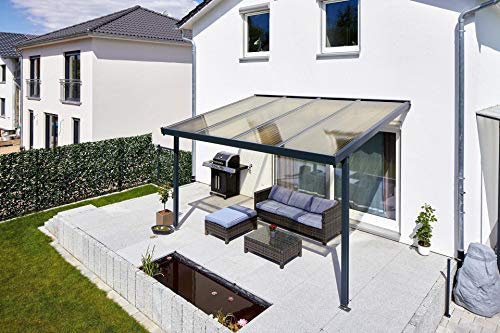 Gutta Terrassendach Premium | Tiefe 5060 mm | Anthrazit | Verschiedene Größen & Eindeckungen (Acryl Stegplatten 16 mm bronce, 7120 x 5060 mm)