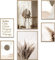 MUUDLY® Poster Set Beige Boho Pampasgras – 6 moderne Wandbilder (2×A3, 4×A4) – Stilvolle Bilder fürs Wohnzimmer, Schlafzimmer – Natürliche Boho Wanddeko ohne Rahmen