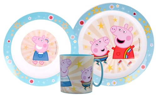 Set de vaisselle pour enfants avec assiette, bol à céréales et tasse, pour garçons et filles (Peppa Pig)