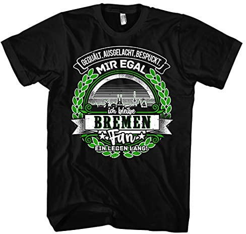 EIN Leben lang Bremen Herren T-Shirt | Stadt - Bremen Skyline - Fussball - Sport - Bremen Shirt - Ultras | Schwarz (XL)