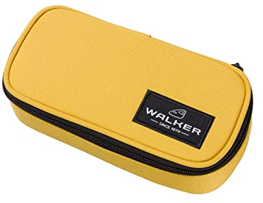 Walker 49164-256 - Federmappe mit Innenklappe und Reißverschluss, Classic Bananengelb, Faulenzer-Etui ca. 21 x 10 x 6 cm, Schreibtisch-Organizer für Schreibwaren, Zeichen- und Büromaterialien