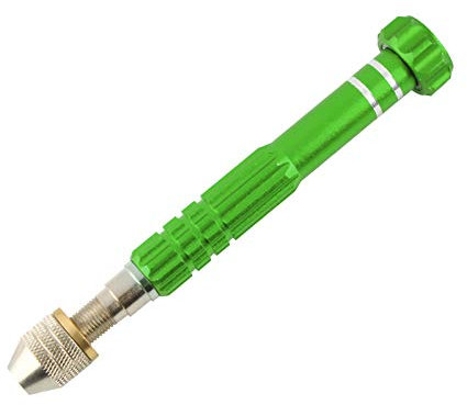 Larcele Perceuse à Main Préhension Mandrin, Foret Hélicoïdal, Mini Perceuse Manuelle en Aluminum pour DIY Bois Argile Résine Modèle SDZKQ-02 (Vert)