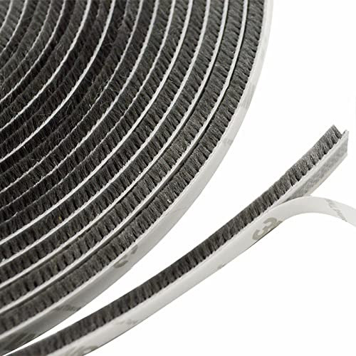 Striscia di tenuta adesiva per porta e finestra, striscia di spazzola antipolvere, 10 m guarnizione per porta finestra, per sigillare spazi tra porte e finestre (9 mm x 5 mm, grigio)