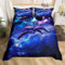 feelingyou Delfine Bettwäsche-Set,Schönes Ozeantier Bettwäsche Set 155x220cm,Lila Blaue Planeten Betten Set für Kinder Jungen Mädchen Teenager 2St.Reißverschluss Mikrofaser