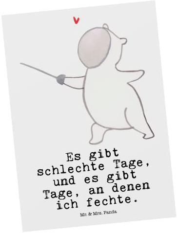 Mr. & Mrs. Panda Grußkarte Panda Fechten - Geschenk, Fecht Verein, Postkarten, bildkarte, Fechter Bund, einzelkarte, Ansichtskarte, Postkarte, Club