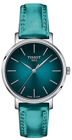 Woman Watch Tissot Everytime Lady only time Turquoise T143.210.17.091.00 Leather Strap