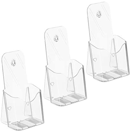 Relaxdays Flyerständer 3er Set, zum Stellen & Hängen, DIN lang, Prospektständer, HxBxT 19,5 x 11 x 8,5 cm, transparent