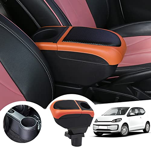 GAFAT V W UP/Seat MII/Sko-da Citigo 2013-2022 2023 Armlehnen, Mittelkonsole Armlehnenbox Mittelarmlehne Aufbewahrungsbox, mit Ablagefach und Becherhalter (Orange)