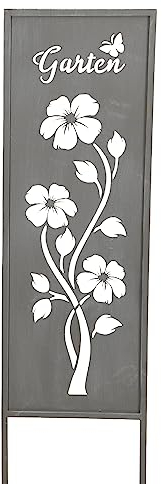 Posiwio dekorativer Gartenstecker als Gartenschild mit Schriftzug Garten oder Willkommen Metall grau lackiert (grau Garten)