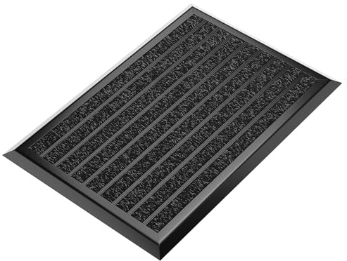 WEST & EAST Fußmatte außen mit schwarzem Aluminium Rand 40 x 60 cm, Aluminium Fußmatten, Fußabtreter außen, Schmutzfang Alu, Schmutzfangmatte Außenbereich, Fussmatte Aussenbereich, Türmatte außen