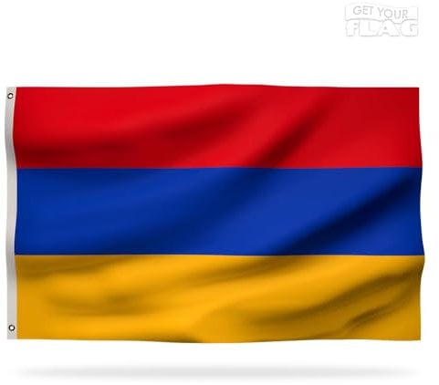 Drapeau Arménien Premium 150x90cm - Drapeau de l'Arménie Résistant et de Haute Qualité avec 2 œillets métalliques - Soyez fier de vos couleurs !