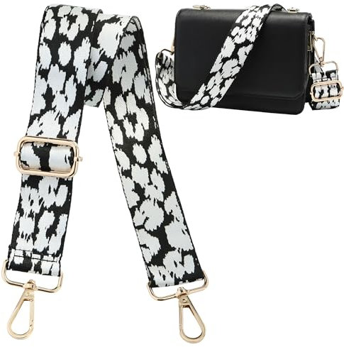 Navaris Handtaschengurt 75-138cm - Tragegurt für Handtasche - Taschengurt zum Wechseln - Taschenriemen - Handtaschen Gurt Trageriemen - Schultergurt für Taschen in Schwarz Weiß Leopard