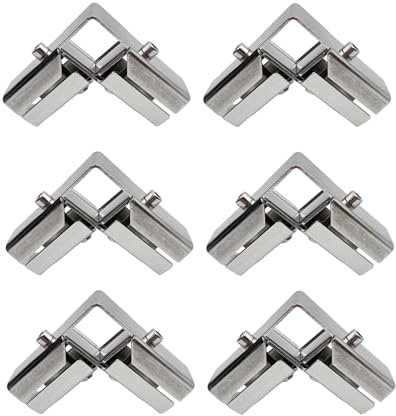 Yuqim Set di 6 morsetti quadrati per tubi da 2,5 cm, in acciaio inox, connettori a L, morsetti per recinzione a catena (3 vie)