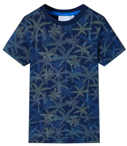 Kinder-T-Shirt Kurzarmshirt Kindershirt Jungen Rundhalsausschnitt Marineblau 140