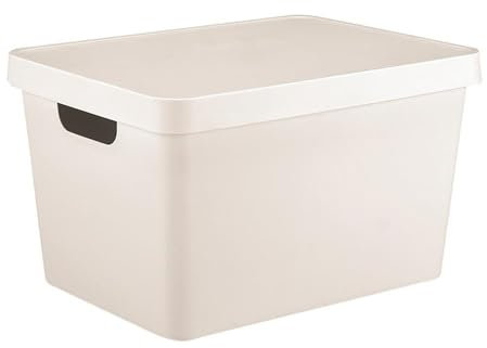 Storage Container With Lid Smart Home Organising Solution 17L Cream Box Basket Tidy