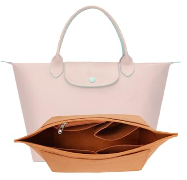 D.DUO Felt Handbag Organizer - Multi-Pocket Tote Bag Insert for Longchamp (Brown, Medium)